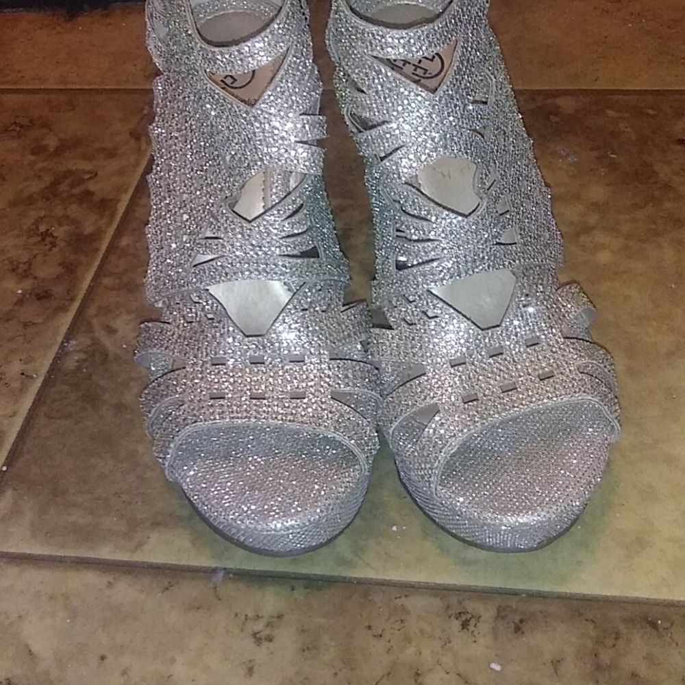 Wedged Sandals, 100% Blinged Out,Beautiful Gold.